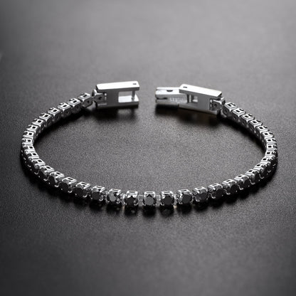 Cz Black Diamond Cut Tennis Chain Bracelet for , 3/5mm Width