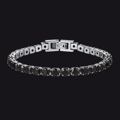 Cz Black Diamond Cut Tennis Chain Bracelet for , 3/5mm Width