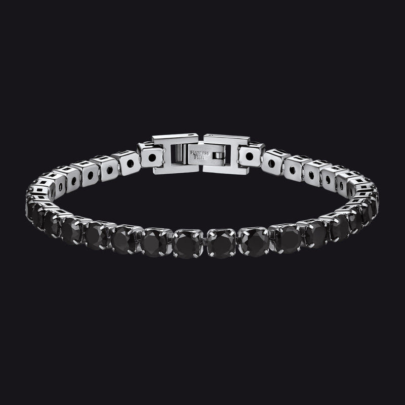 Cz Black Diamond Cut Tennis Chain Bracelet for , 3/5mm Width