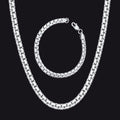 6mm Flat Box Link Chain & Bracelet Bundle Set for