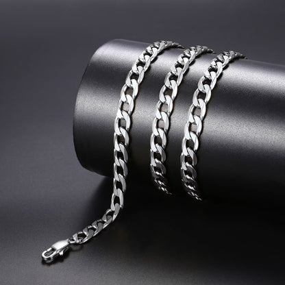 Cuban Curb Chain & Enamel Cross Layered Necklaces Set for