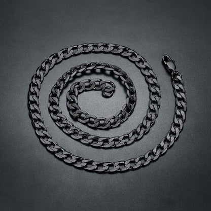 Cuban Curb Chain & Skull Crystal Layered Necklaces Set for