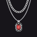 Cuban Curb Chain & Skull Crystal Layered Necklaces Set for