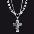 Cuban Chain & Russian Orthodox Cross Pendant Necklace Set for Father