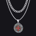 Cuban Chain & Templar Cross Medallion Necklace Set for