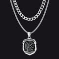 Cuban Chain & Saint Michael Necklace Layered Set for