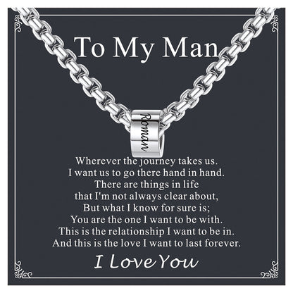 Customized Engraved Name Beads Chain Necklace for