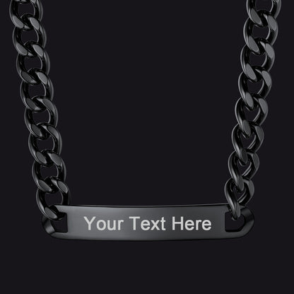 Personalized Engraved Nameplate Cuban Chain Choker Necklace for