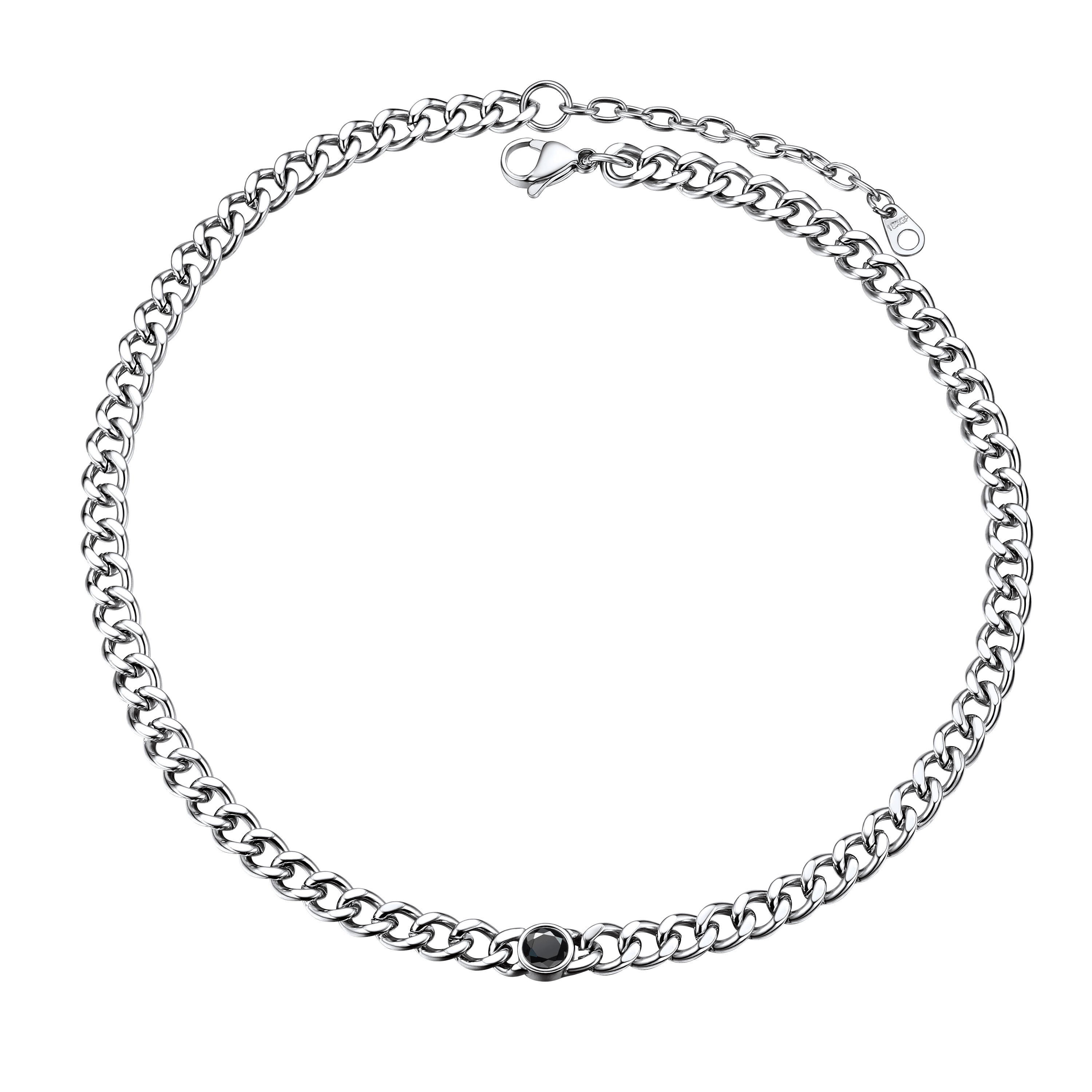 Birthstone Cuban Link Choker Chain Necklace for