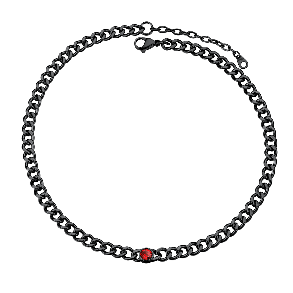 Birthstone Cuban Link Choker Chain Necklace for