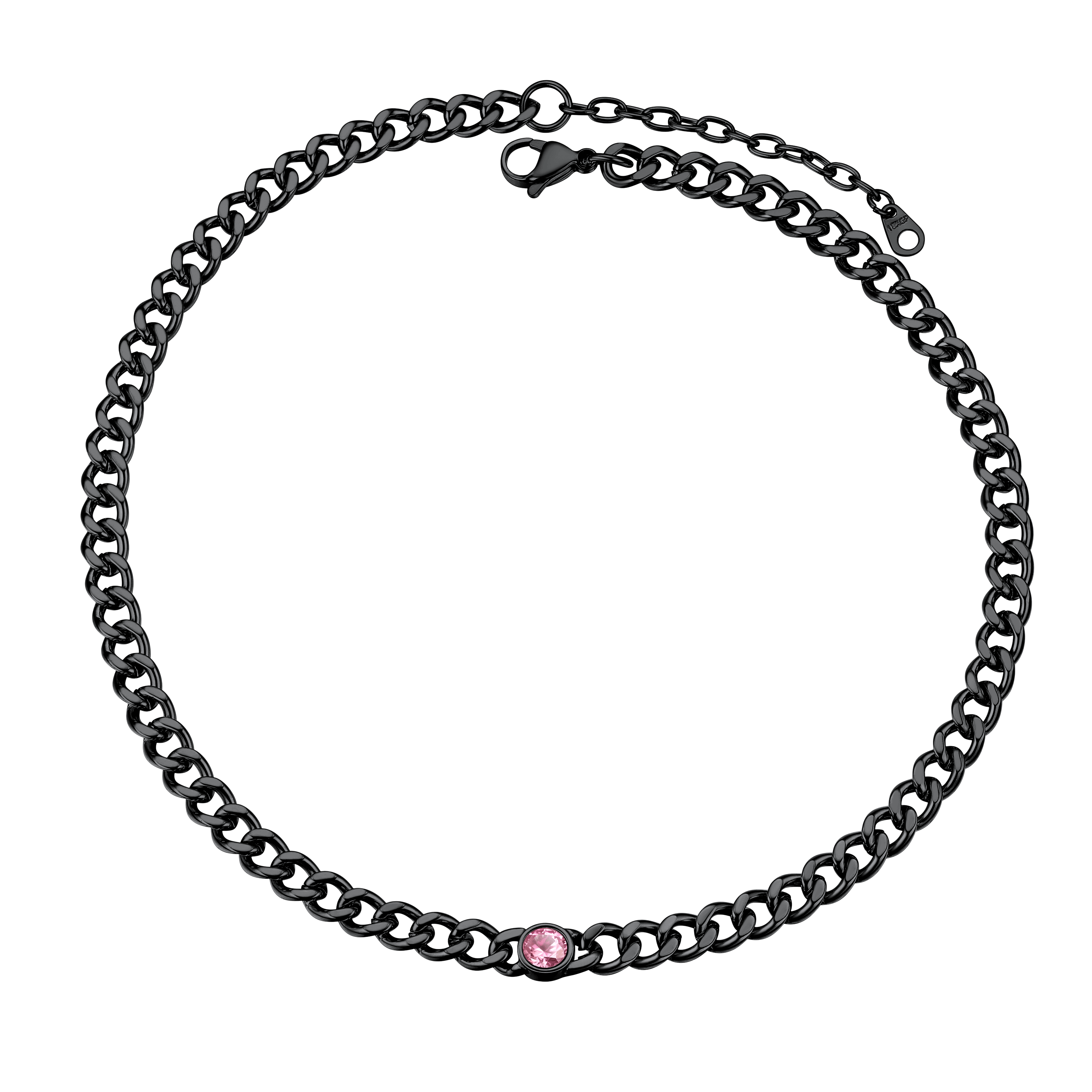 Birthstone Cuban Link Choker Chain Necklace for