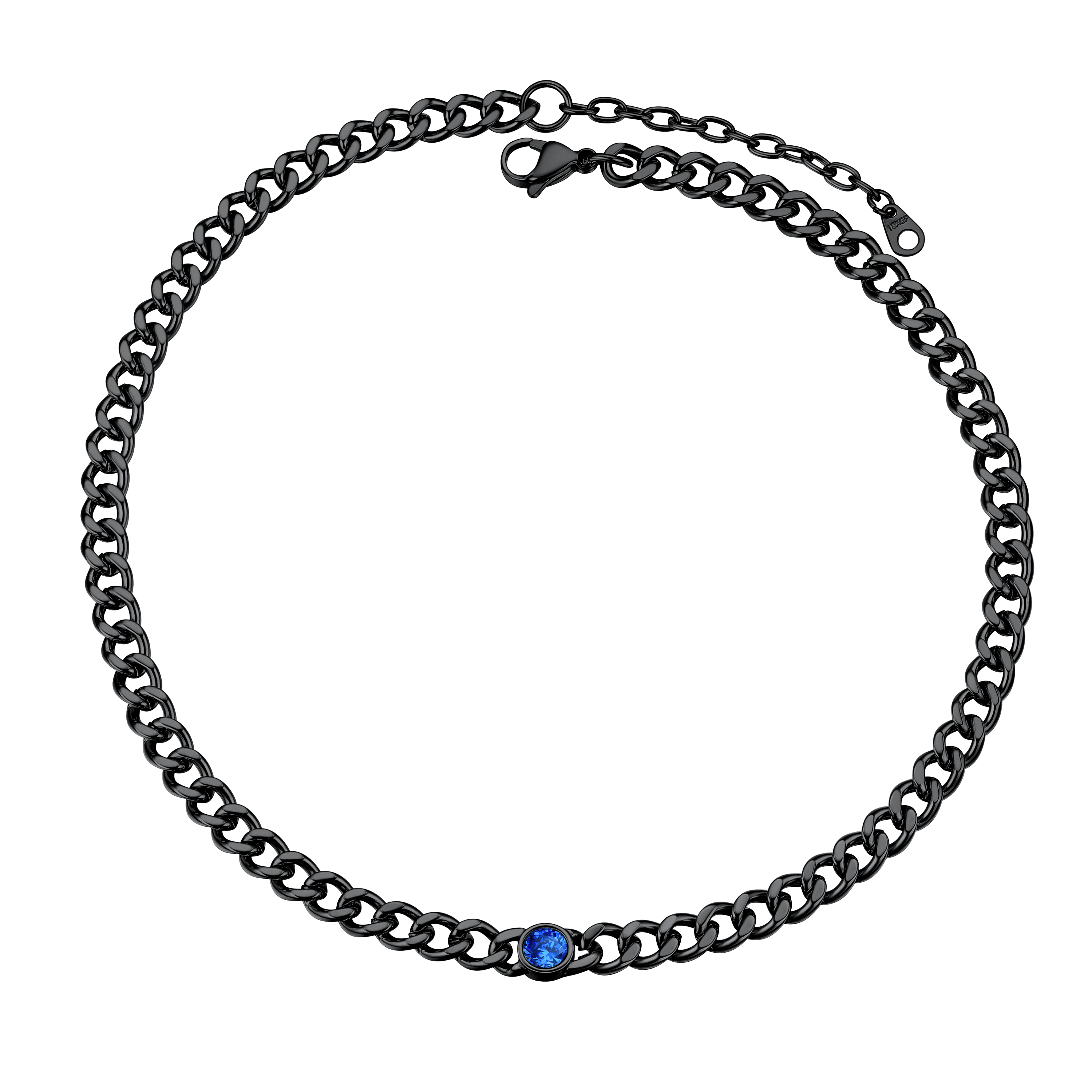 Birthstone Cuban Link Choker Chain Necklace for