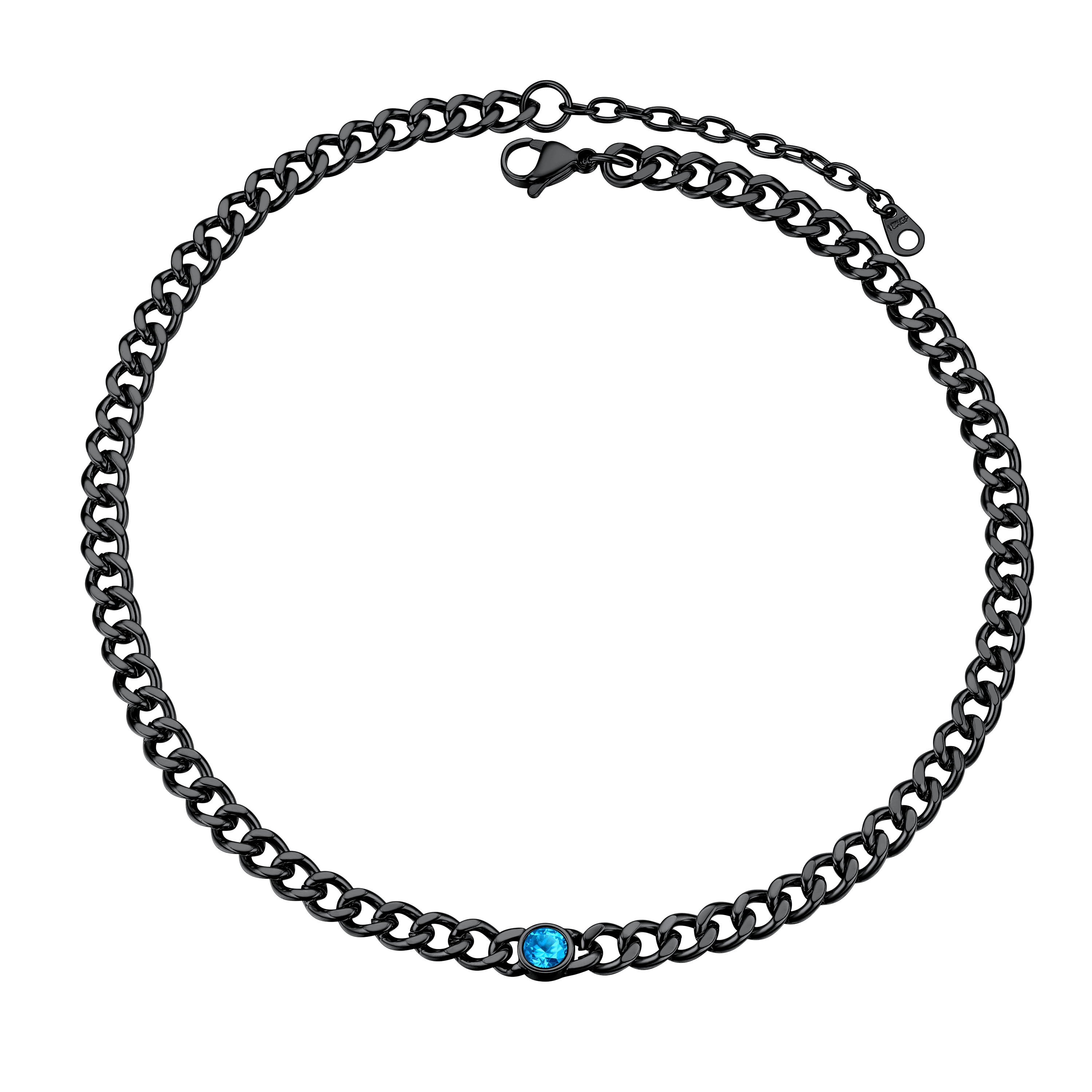 Birthstone Cuban Link Choker Chain Necklace for