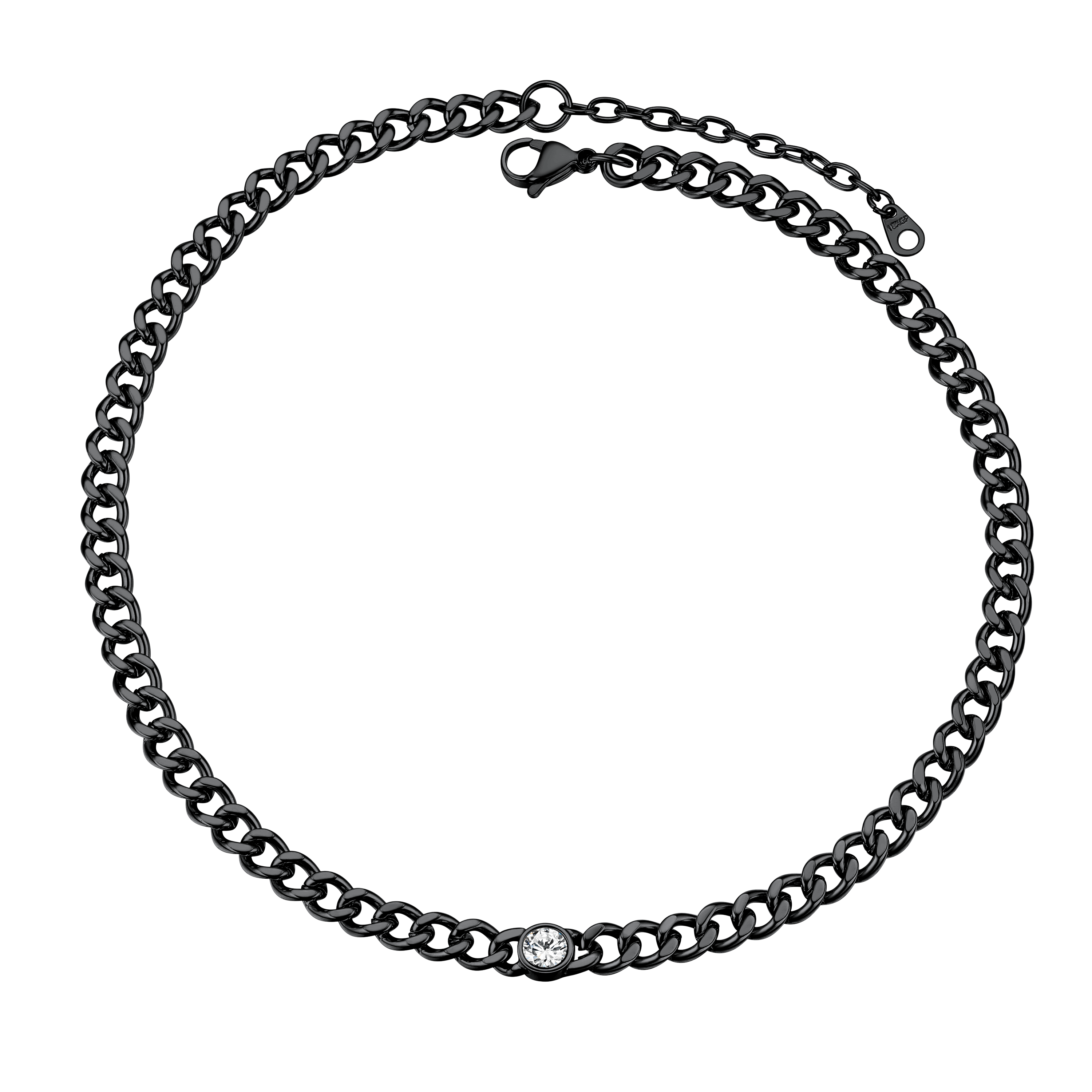 Birthstone Cuban Link Choker Chain Necklace for