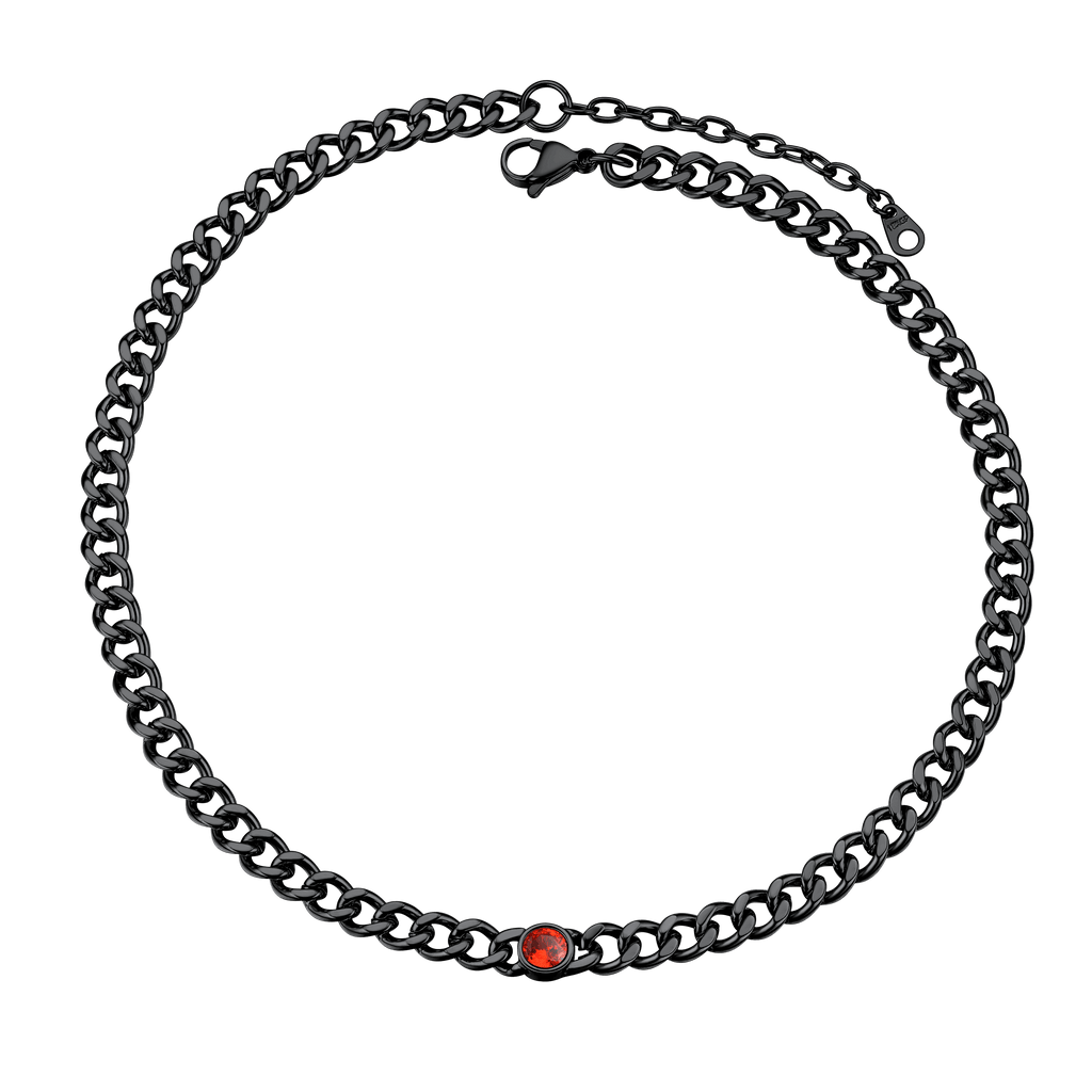 Birthstone Cuban Link Choker Chain Necklace for