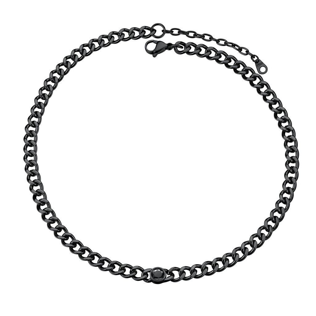 Birthstone Cuban Link Choker Chain Necklace for