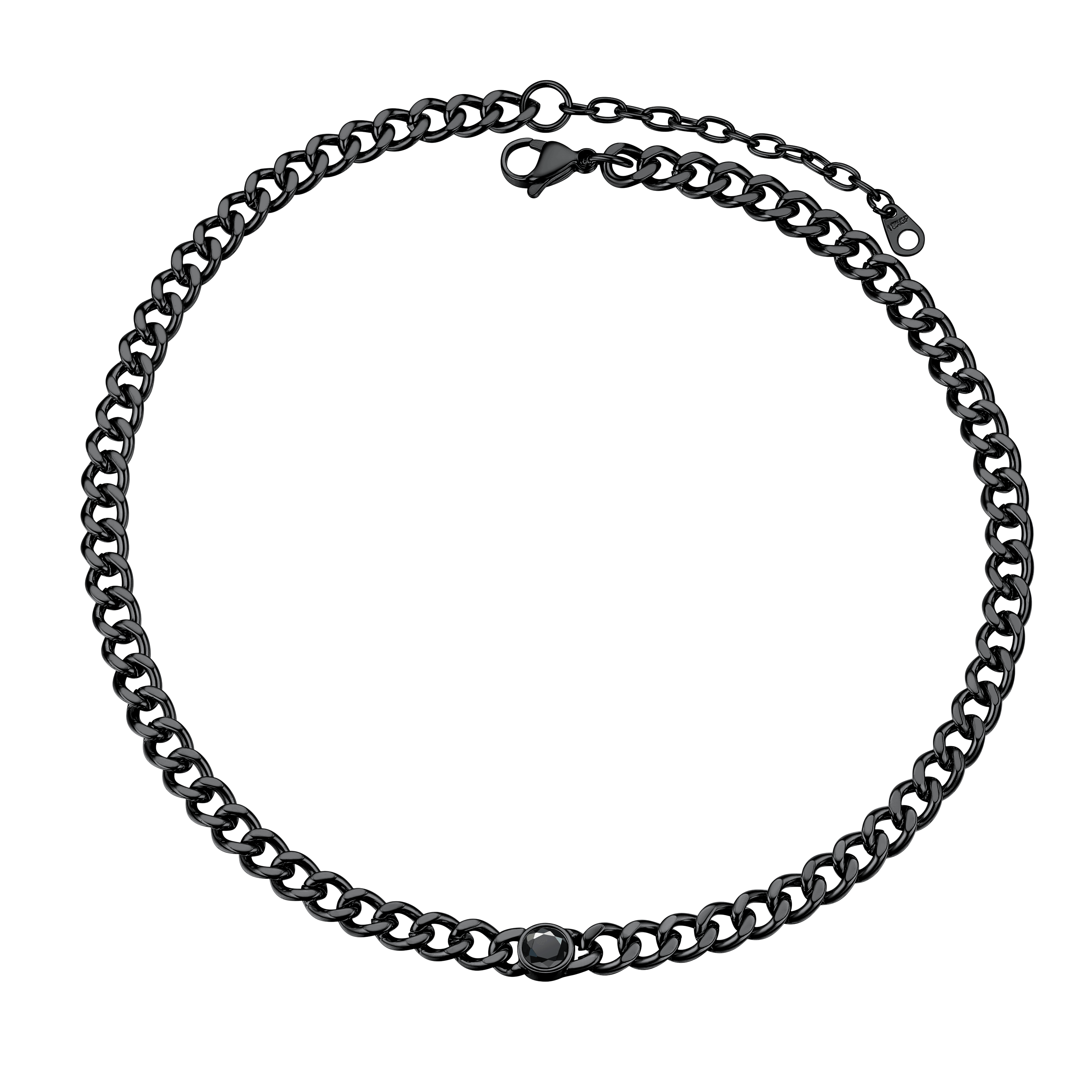 Birthstone Cuban Link Choker Chain Necklace for