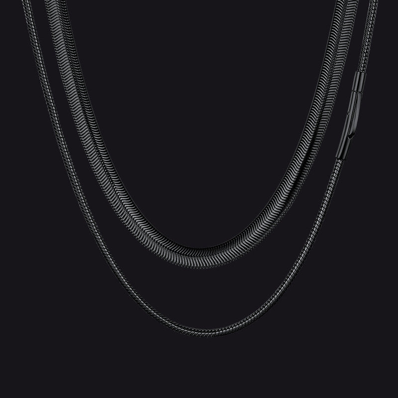 2mm Thin & 8mm Bold Snake Chain Set for