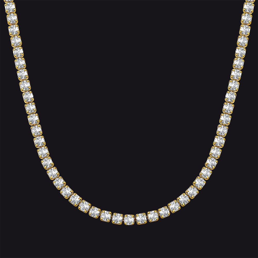 Cz Diamond Cut Tennis Chain Necklace for