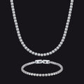 3mm Cz Diamond Cut Tennis Chain & Bracelet Set for