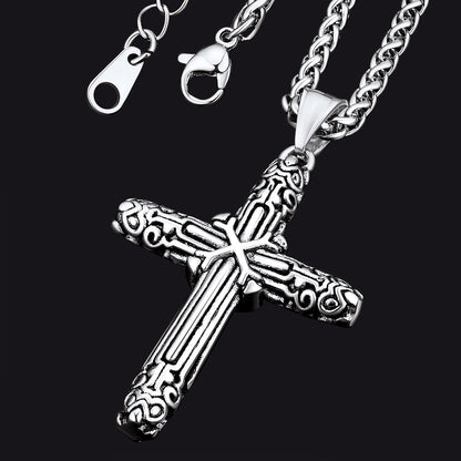 Christian Monkey King Stick Cross Necklace for