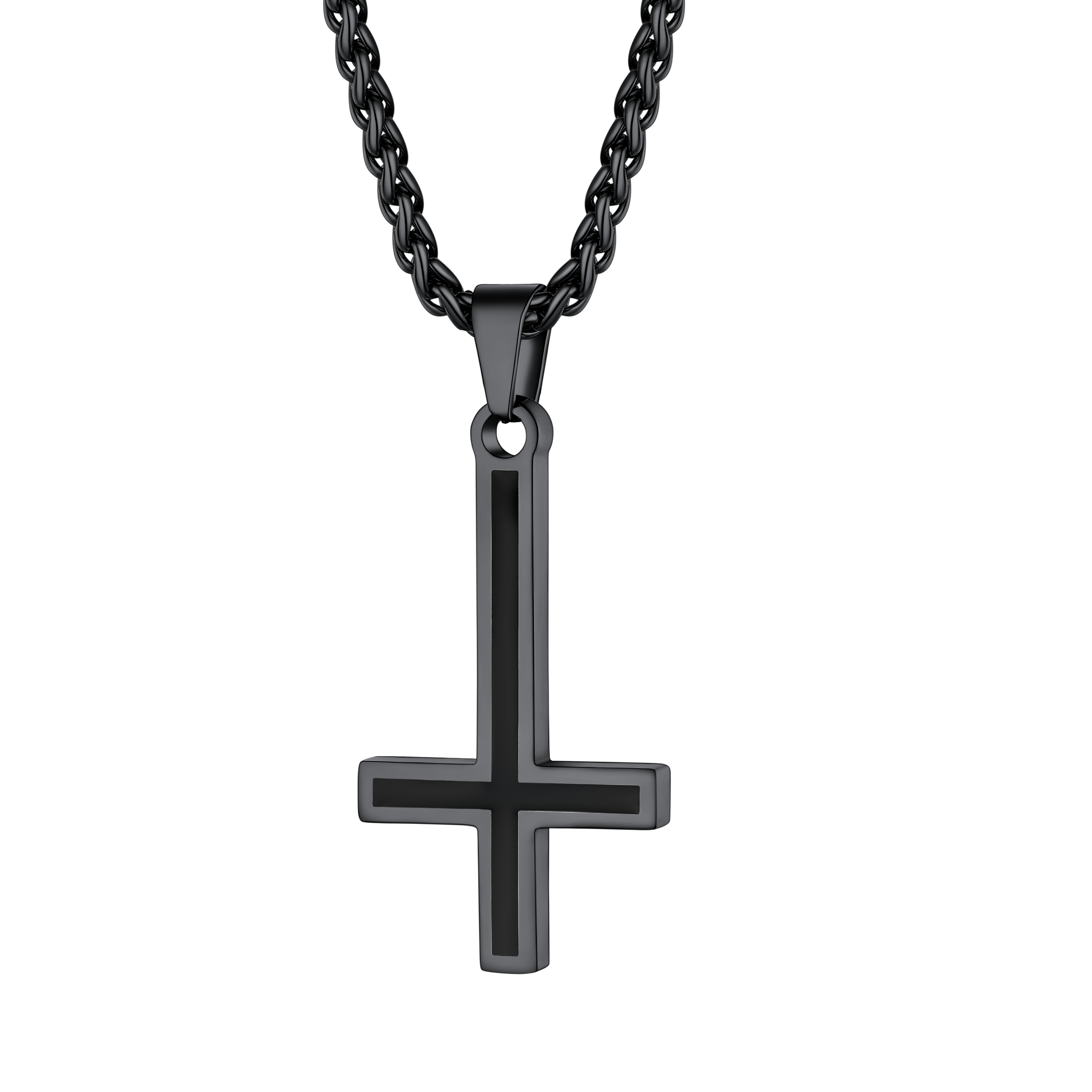 Enamel Upside Down Cross Necklace for