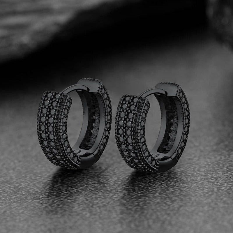 Chunky Diamond Hoop Huggie Earrings for in Sterling Silver