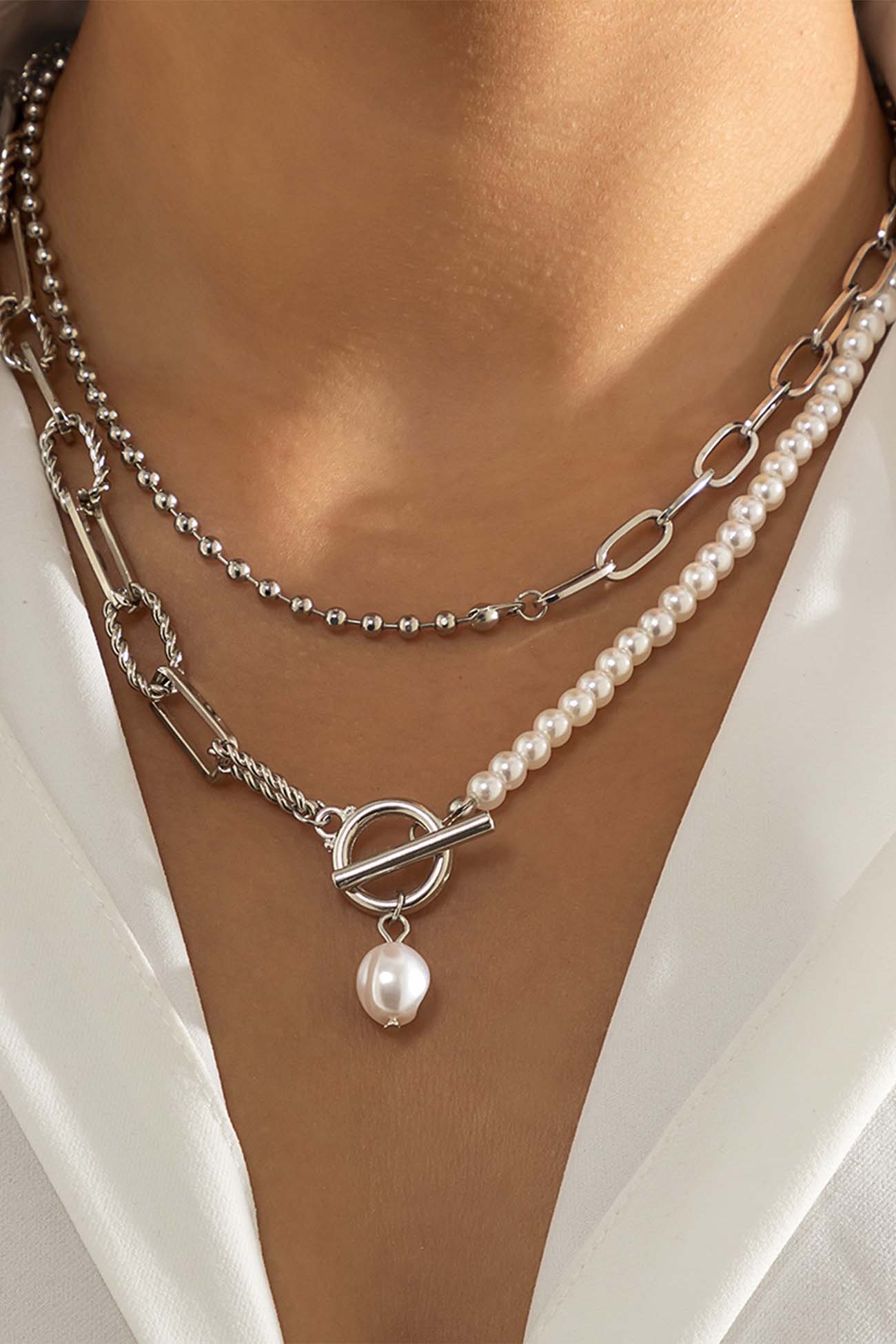 Pearl Chain Stack Necklace