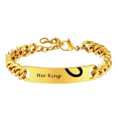 Custom Engraving Heart Couple Link Bracelet