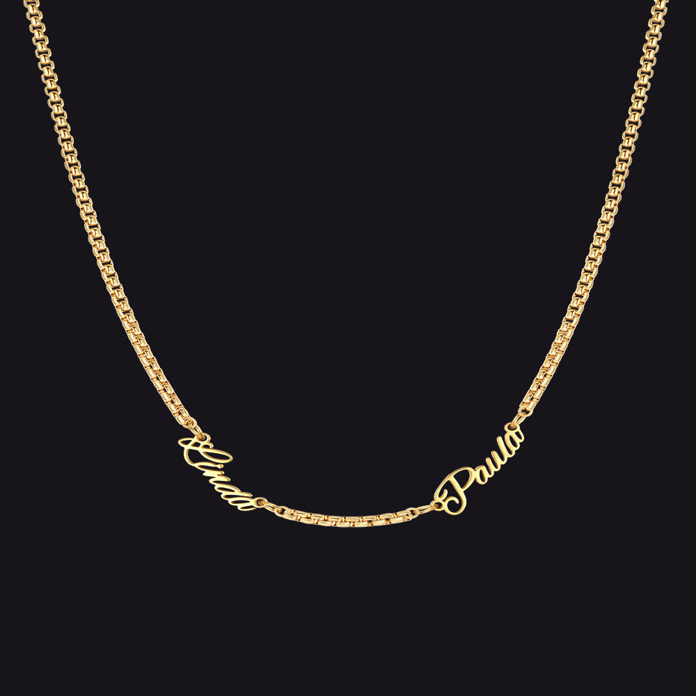 Personalized Multi Name Box Chain Necklace , Custom Mothers Day Presents