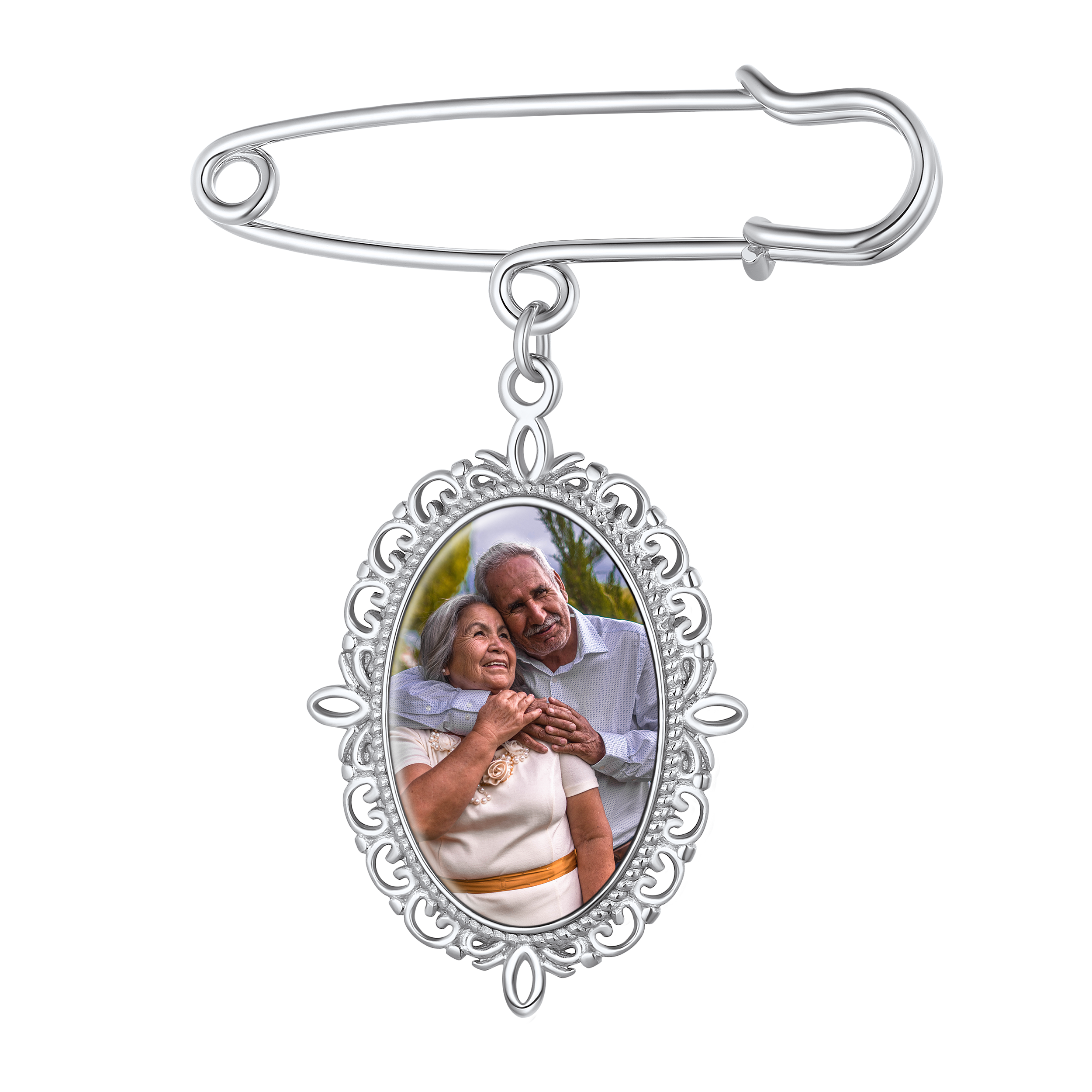 Customized Memorial Photo Charm Boutonniere Pins for Wedding
