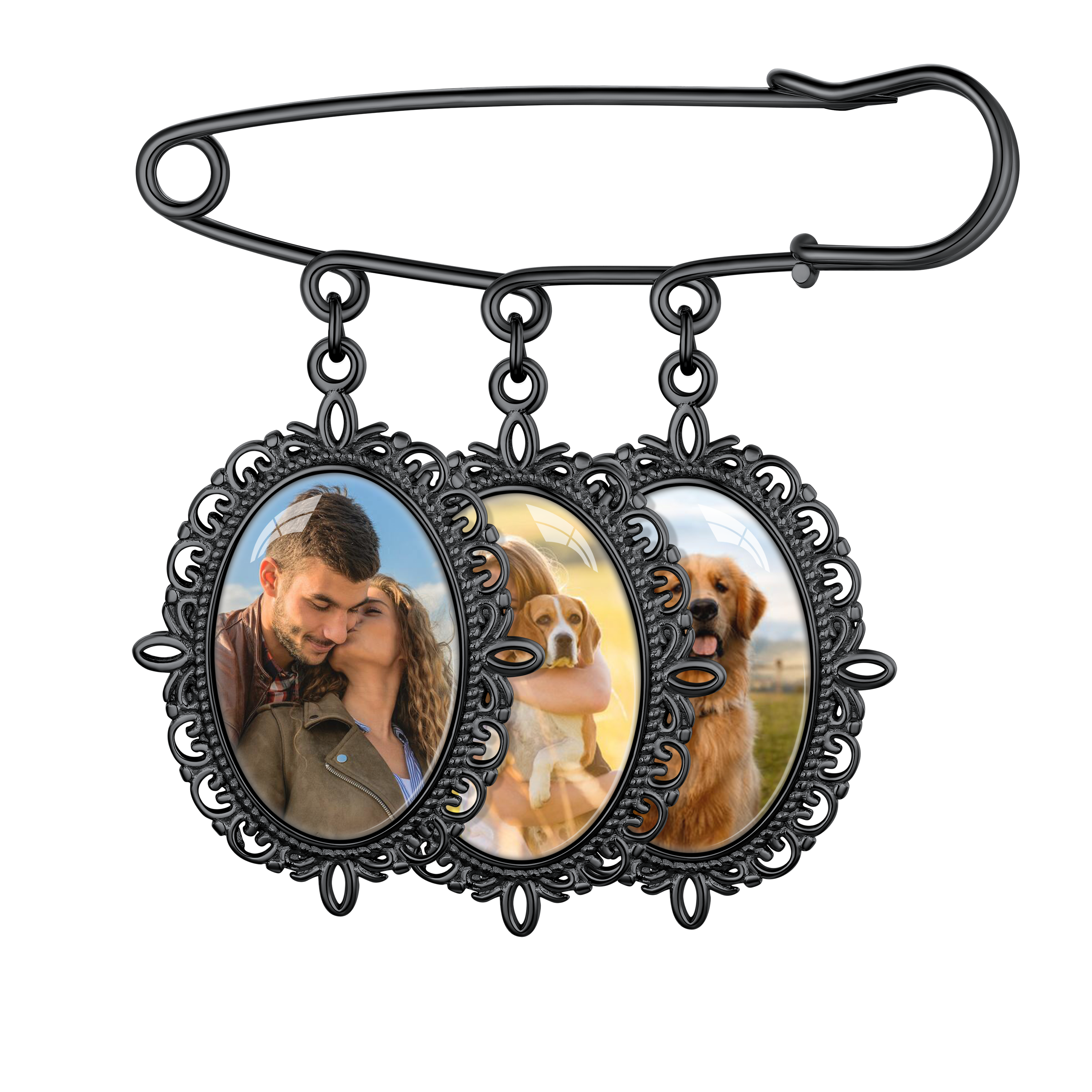 Customized Memorial Photo Charm Boutonniere Pins for Wedding