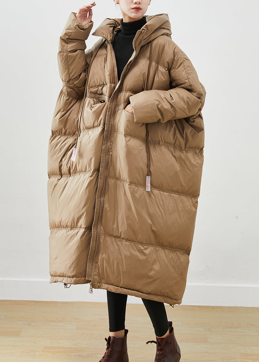 Khaki Oversized Drawstring Duck Down Winter Coats Winter