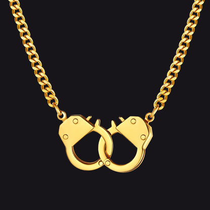 Punk Handcuff Necklace for , Partners in Crime Cuban Link Chain