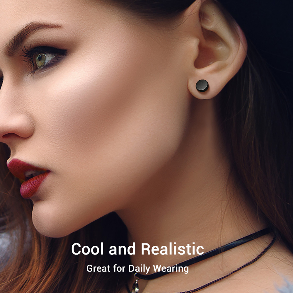 Punk Round Fake Plug Stud Earrings Set ��� 3 Pairs | 6mm & 8mm