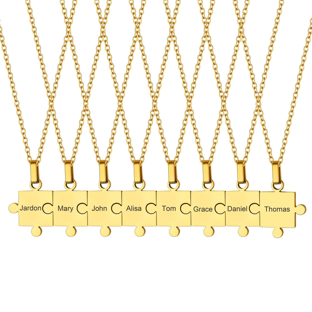 Custom Puzzle Piece Matching Pendant Necklaces Set for Family Best Friends