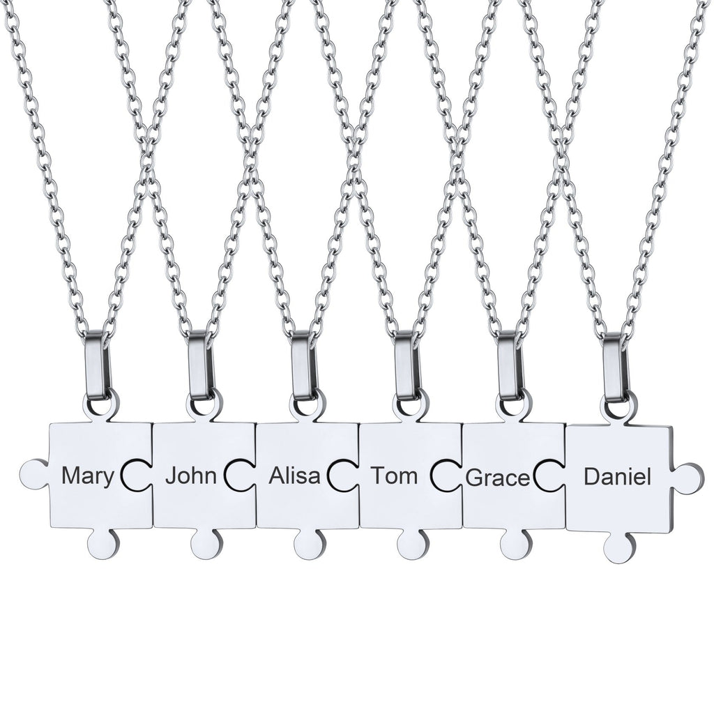 Custom Puzzle Piece Matching Pendant Necklaces Set for Family Best Friends