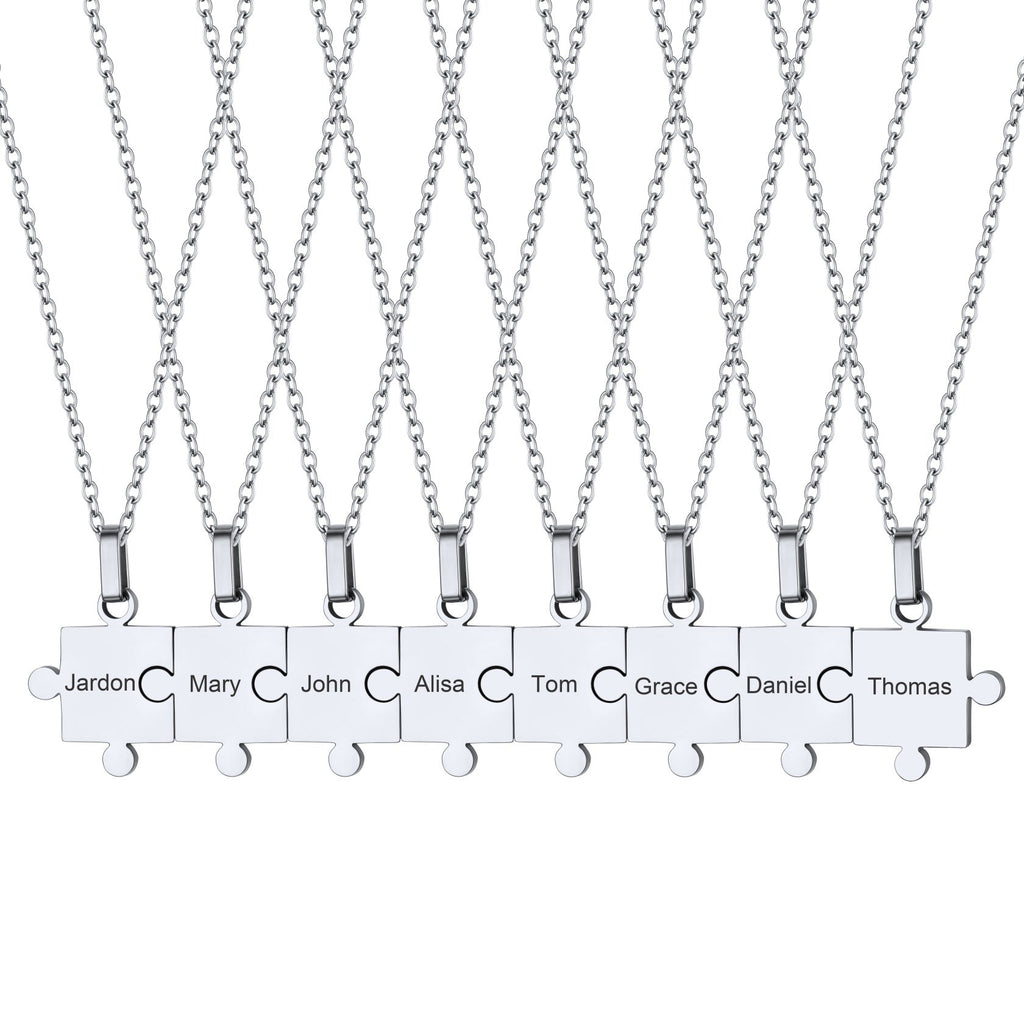 Custom Puzzle Piece Matching Pendant Necklaces Set for Family Best Friends