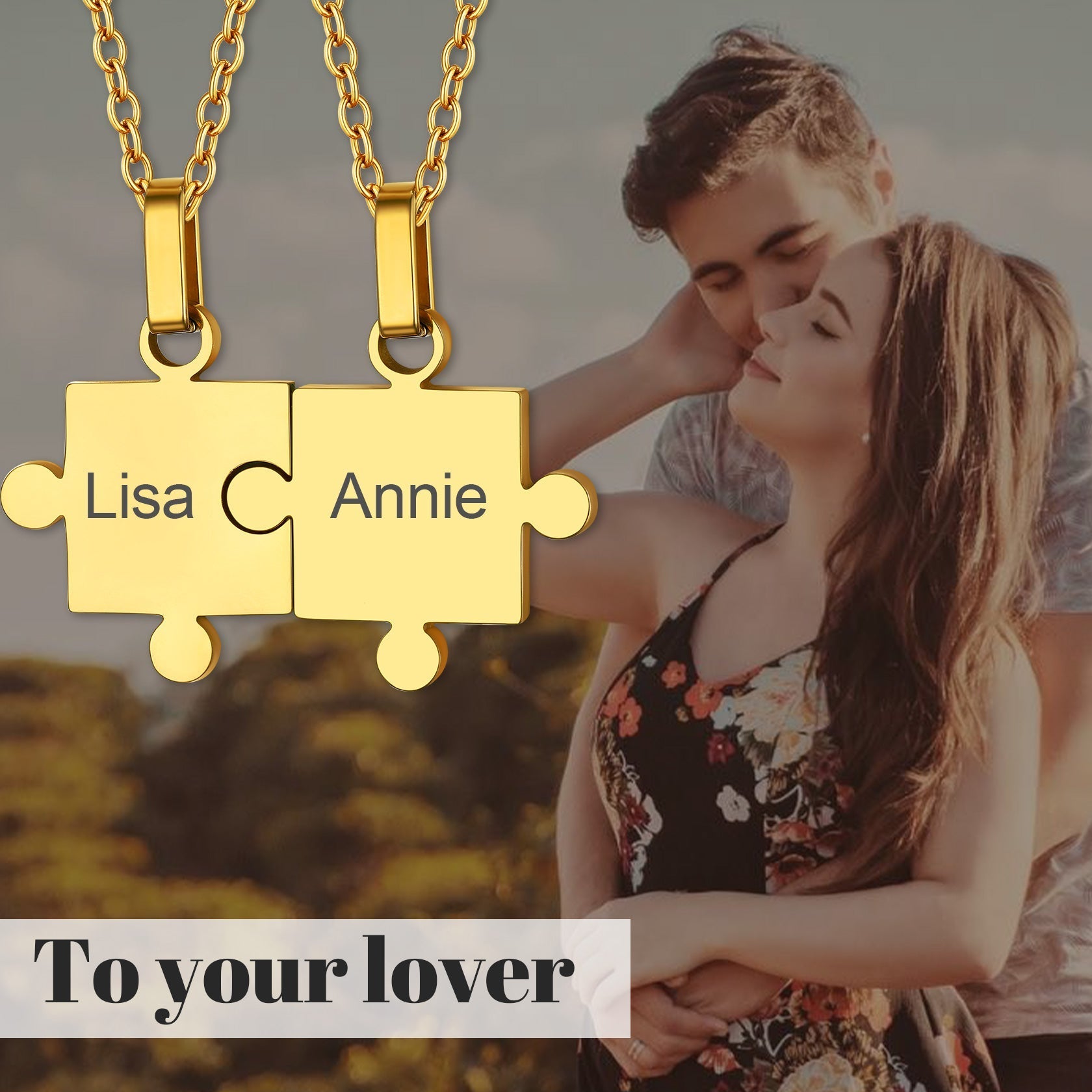 Custom Puzzle Piece Matching Pendant Necklaces Set for Family Best Friends