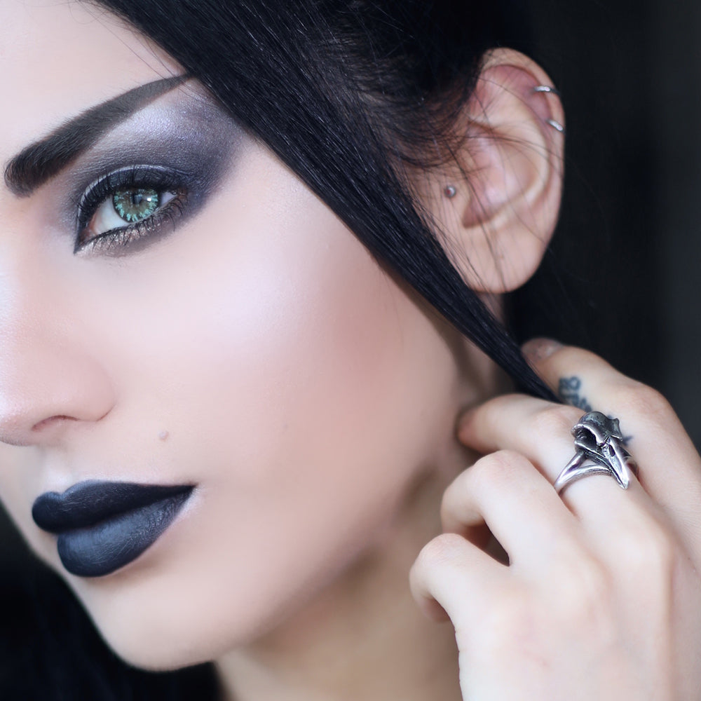 Rabeschadel Kleiner Ring - Raven Skull Alchemy Gothic Ring