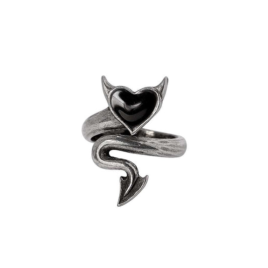 Devil Black Heart Ring by Alchemy Gothic