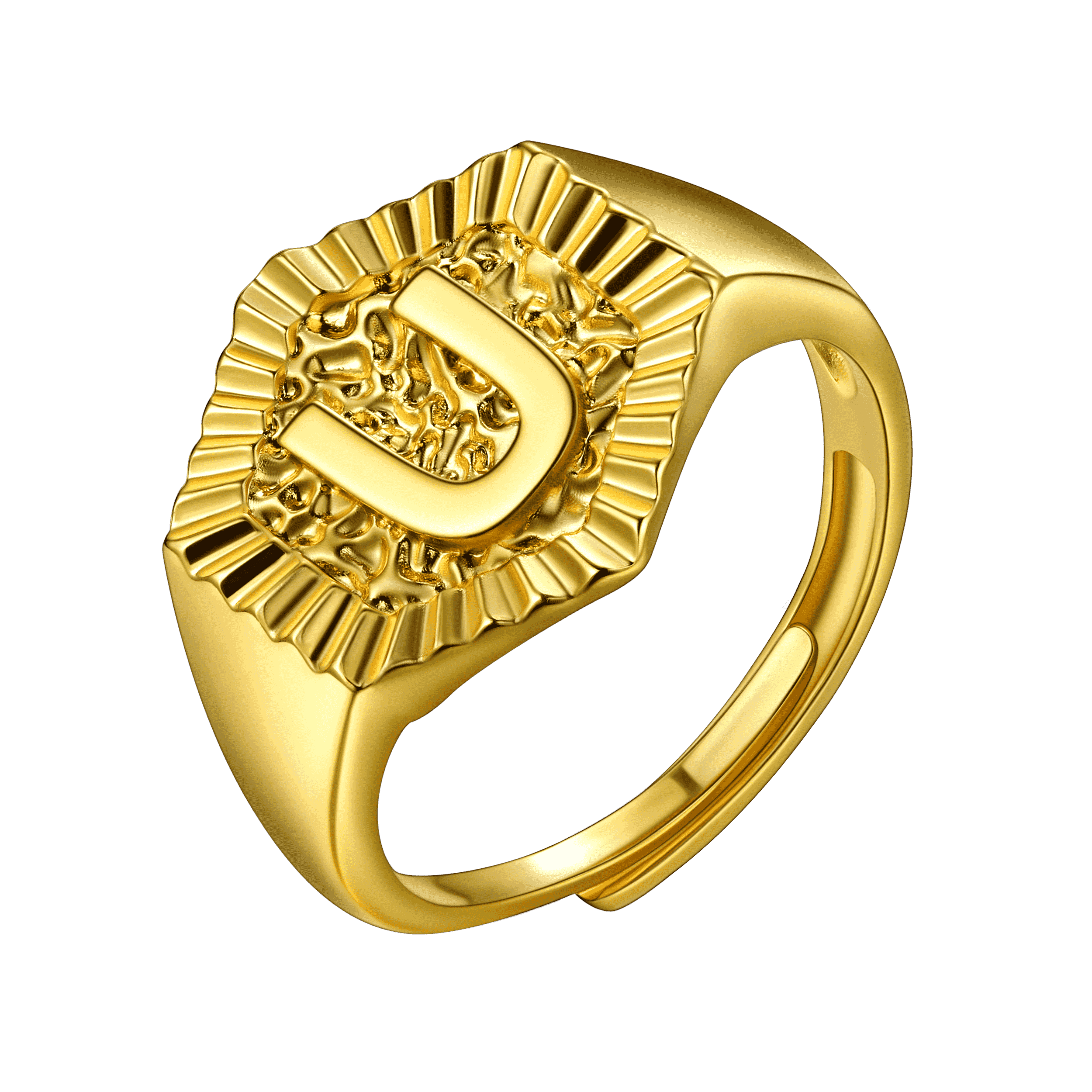 Faithheart Initial Signet Ring for Wedding Band