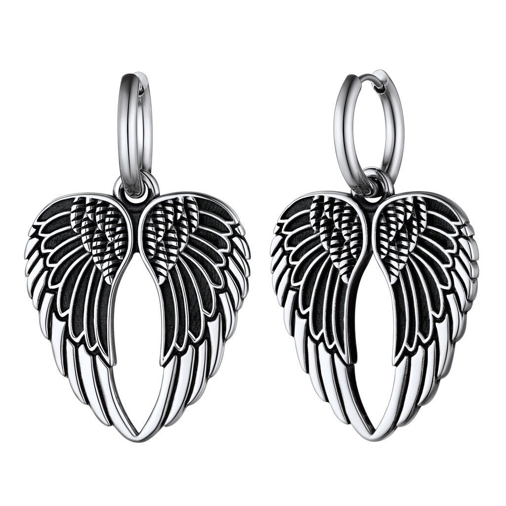 Flash Punk Angel Wing Hoop Dangle Earrings for