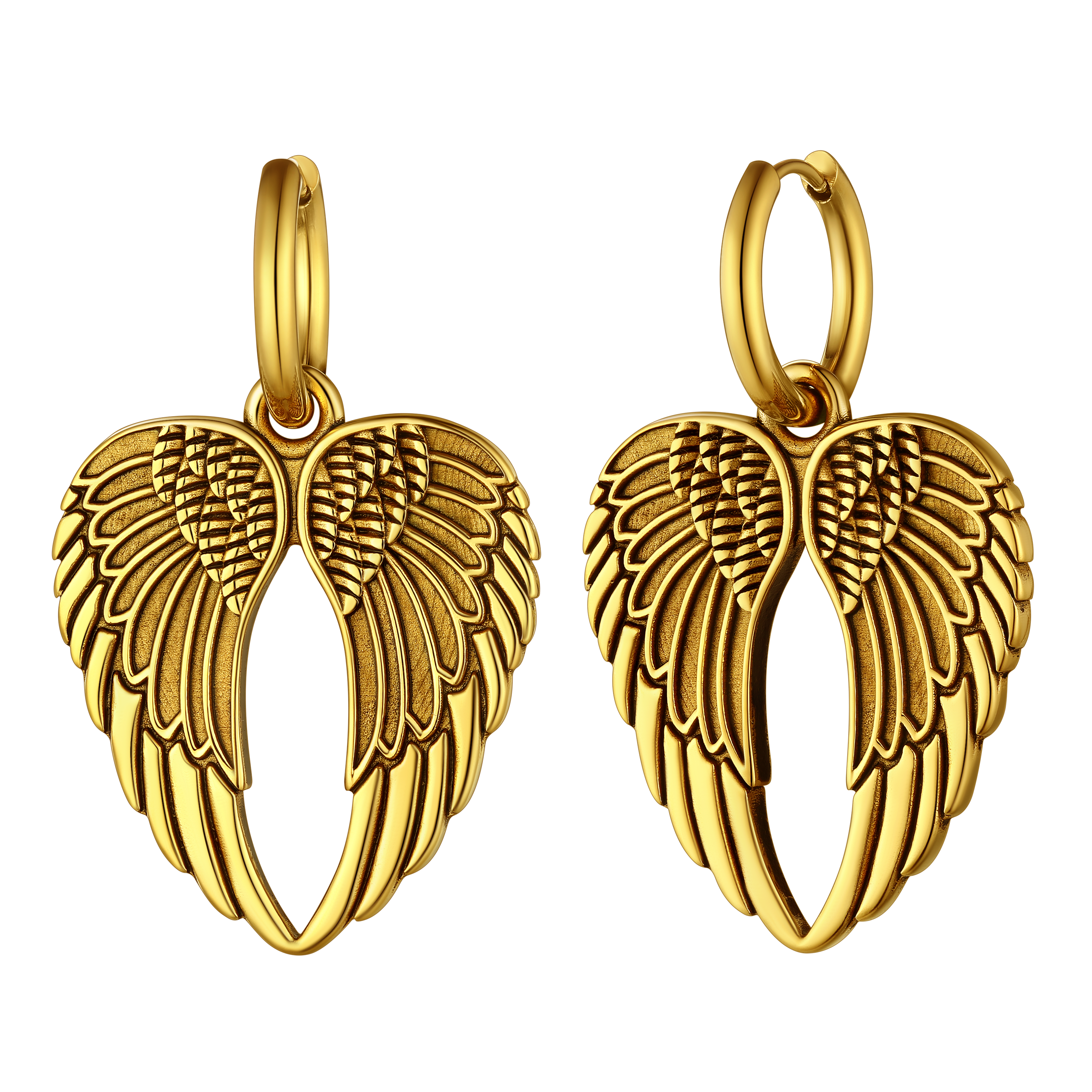 Flash Punk Angel Wing Hoop Dangle Earrings for