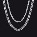 3mm Twisted Rope Chain & 6mm Miami Cuban Chain Set for