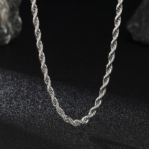 3mm & 6mm Twisted Rope Link Chain Layered Necklaces Set for