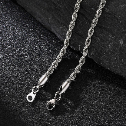 3mm Twisted Rope Chain & 6mm Miami Cuban Chain Set for