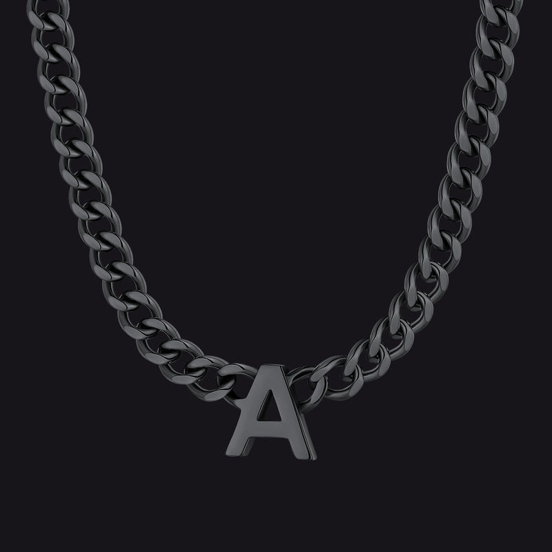 7mm Custom Initial Letter Cuban Link Chain Necklace for