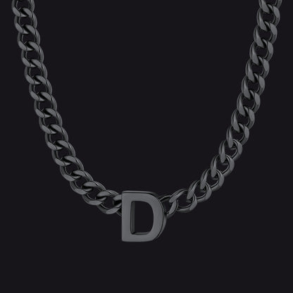 7mm Custom Initial Letter Cuban Link Chain Necklace for