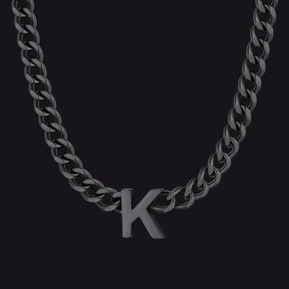 7mm Custom Initial Letter Cuban Link Chain Necklace for